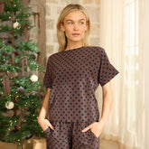 Boss Tee, Black/Brown Polka Dot