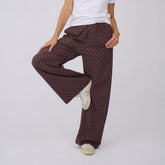 Slip On Trouser, Brown/Blue Polka Dot