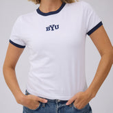 BYU Ringer Tee, White/Navy