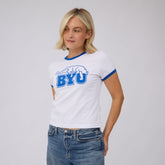 BYU Ringer Tee, White/Royal