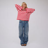 Bell Long Sleeve Tee, Red Stripe