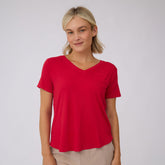 Basic V Neck Tee, Red