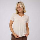 Basic V Neck Tee, Oatmeal