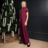City Jumpsuit, Burgundy Gingham
