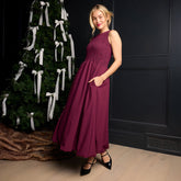 Vienna Bubble Dress, Burgundy Gingham