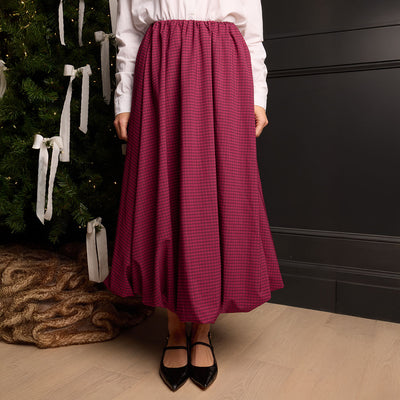 Vienna Bubble Skirt, Burgundy Gingham