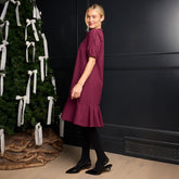 Clara Dress, Burgundy Gingham