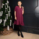 Clara Dress, Burgundy Gingham