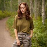 Perfect Oversized Ribbed Tee, Light Olive