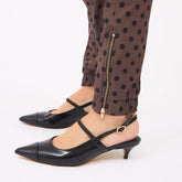 9 to 9 Jumpsuit, Black/Brown Polka Dot