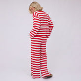Slip On Jersey Trouser, Red Stripe