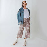 Audrey Wide Leg Pants, Brown Checkers