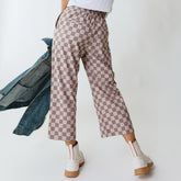 Audrey Wide Leg Pants, Brown Checkers