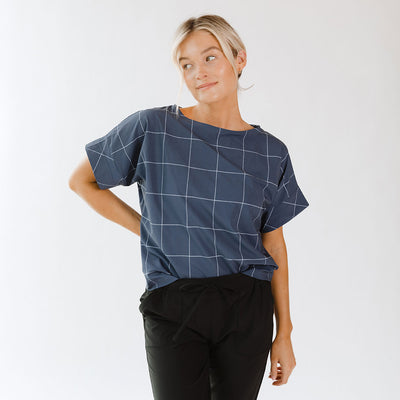 Boss Tee, Indigo Windowpane