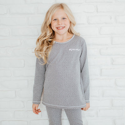 Girl's Grey Polka Dot Pajama Go Long Crew Kids