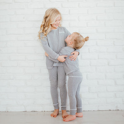 Girl's Grey Polka Dot Pajama Leggings Kids