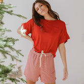 Sweet Slumber Shorts, Red Stripe