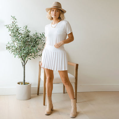 Tie Breaker, White Tennis Skirt