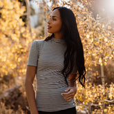 Puff Sleeve Tee, Olive Stripe