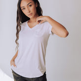 Basic V Neck Tee, Bamboo White