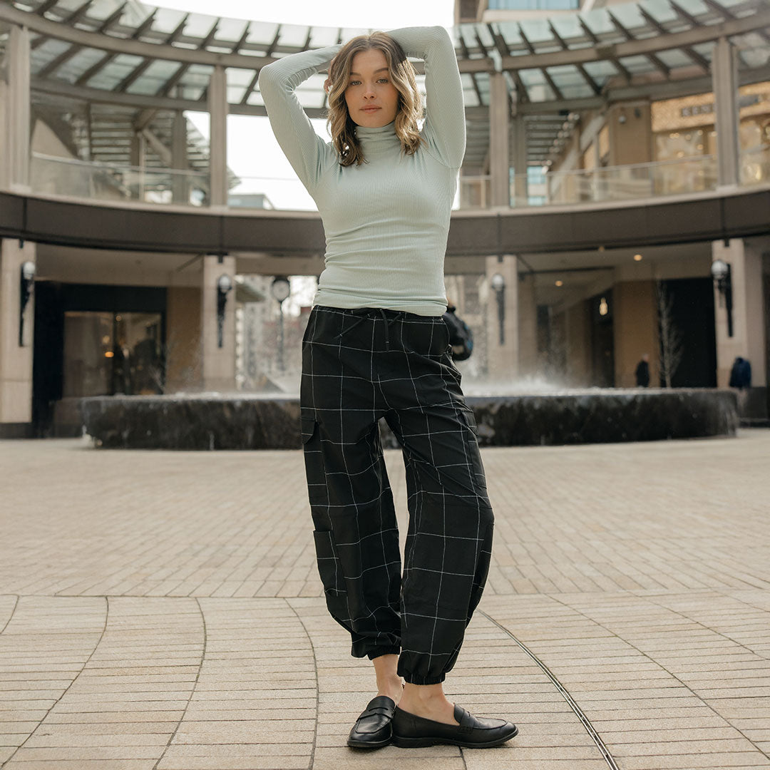 Jetsetter Cargo Joggers, Black Windowpane - Albion Fit