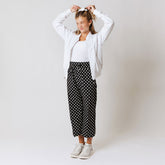 Audrey Wide Leg Pants, Black Polka Dot