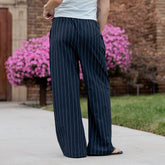 Slip On Trouser, Navy Pinstripe