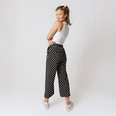 Audrey Wide Leg Pants, Black Polka Dot