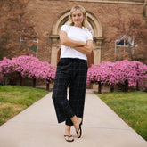 Audrey Mid Rise Wide Leg Pants, Black Windowpane
