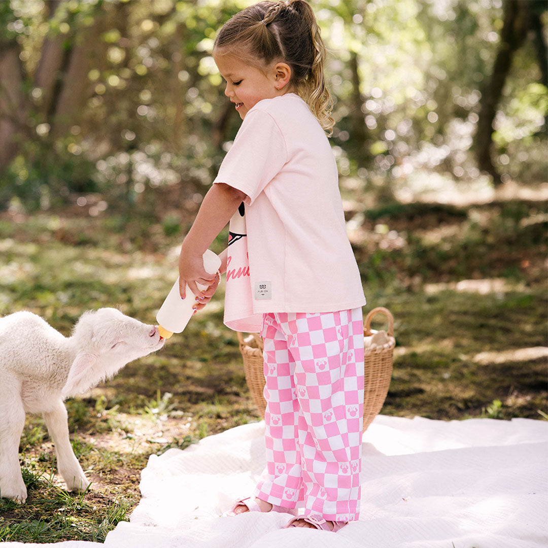 Mini Disney Audrey Wide Leg Pants, Pink Check - Albion Fit