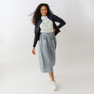 Maxi Button Skirt, Blue