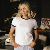 Ringer Tee, White/Navy