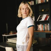 Ringer Tee, White/Navy