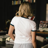 Ringer Tee, White/Navy