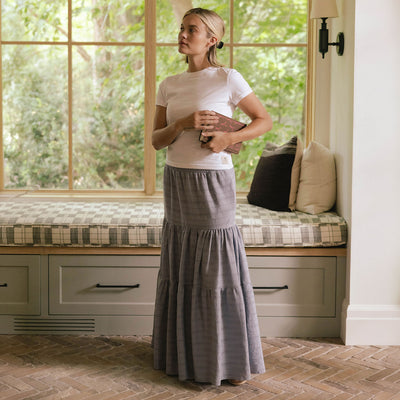 The Penny Maxi Skirt, Pebble Blue