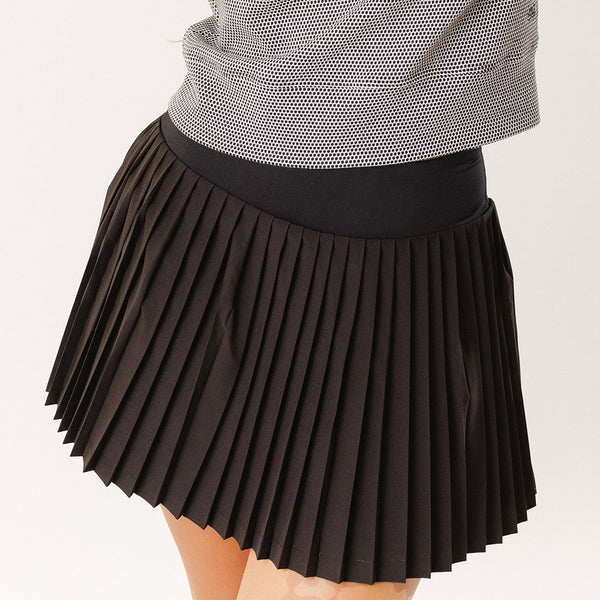 Pleated Tennis Skirt, Black - Albion Fit