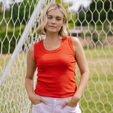 Cotton Rib Scoop Tank, Poppy