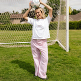 Striped Button Trouser, Blush