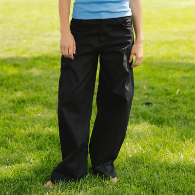 High Rise Barrel Pants, Black