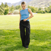 High Rise Barrel Pants, Black