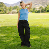 High Rise Barrel Pants, Black