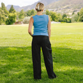 High Rise Barrel Pants, Black