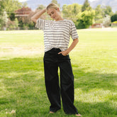 High Rise Barrel Pants, Black