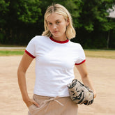 Ringer Tee, White/Red