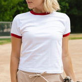 Ringer Tee, White/Red