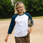 Baseball Tee, White/Navy