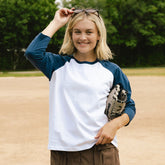 Baseball Tee, White/Navy