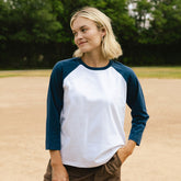 Baseball Tee, White/Navy