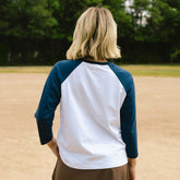 Baseball Tee, White/Navy