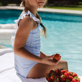 Mini Ruffle One-Piece, Sand Bar Blue
